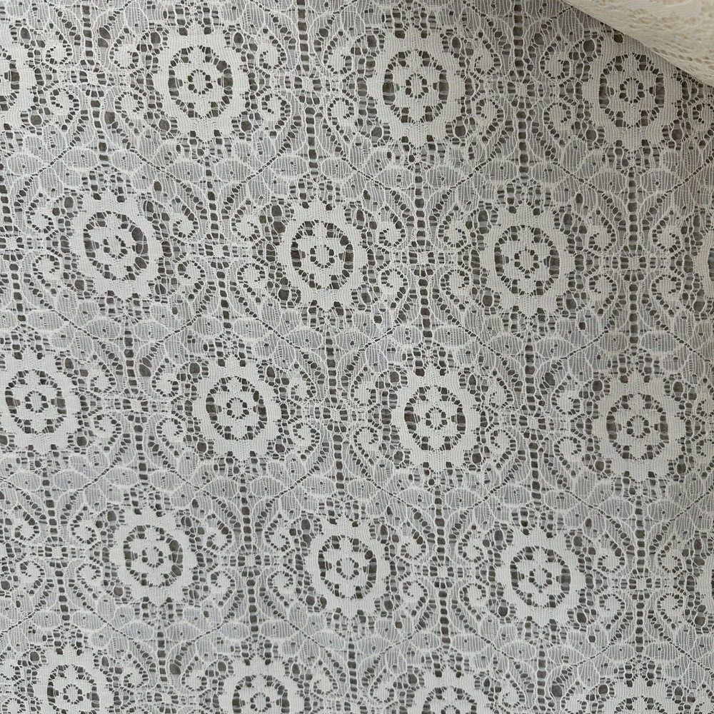 VTG‎ Ivory Floral Medallion Lace Sheer Curtain Panel 59x82 Cottagecore